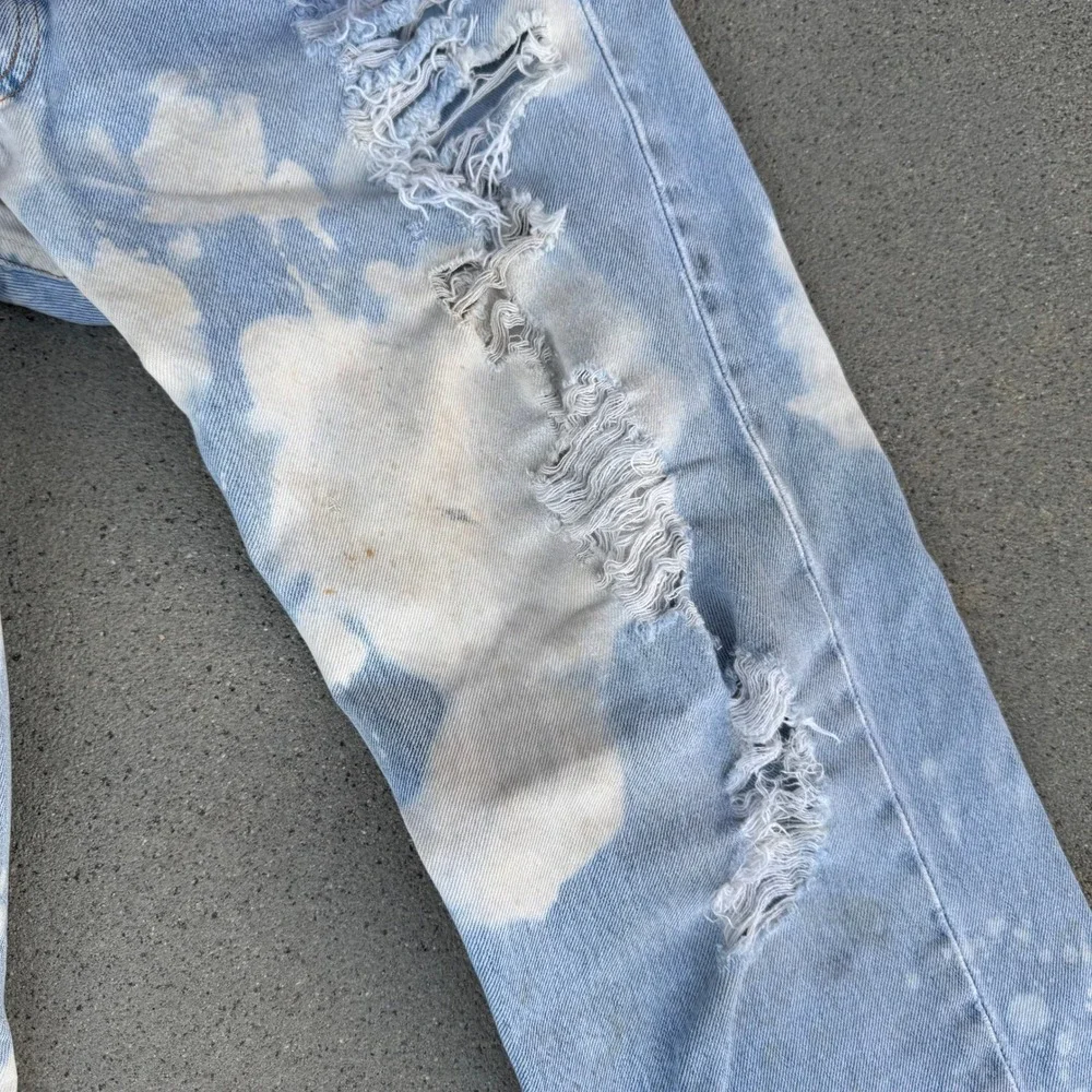 Levi's 501 Mens Vintage Distressed Bleached Jeans Light Wash Denim 34x32‎